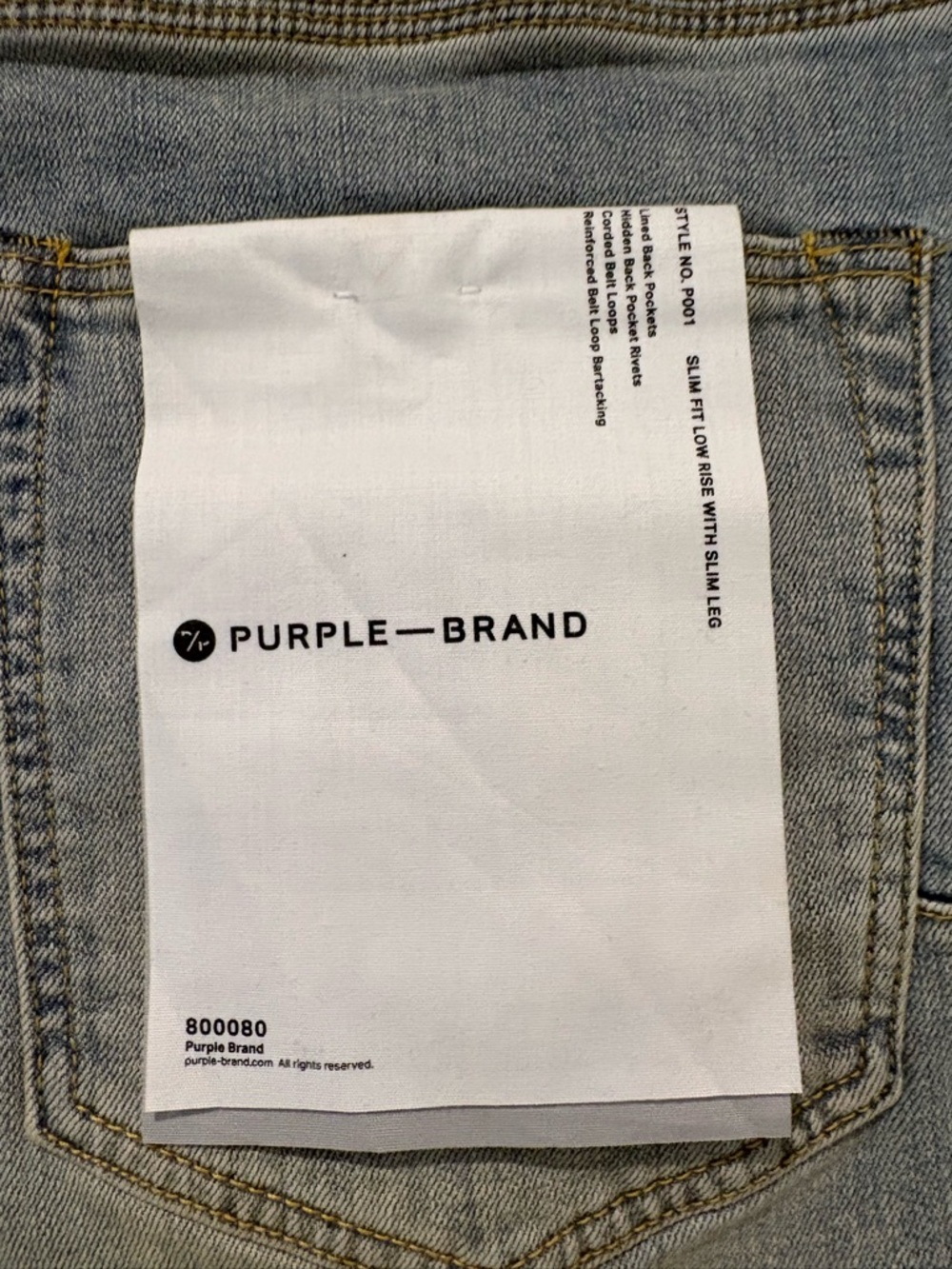 PURPLE BRAND Slim Men’s Jeans in Light Blue Washed Denim 38x33 - Picture 5 of 7